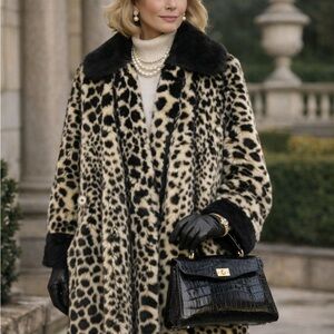 Gorgeous Vtg/80s Jean Philippe Ricifriar Faux Fur Leopard Made In France Sz L